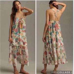 By Anthropologie Chiffon Shift Midi Dress in Medium